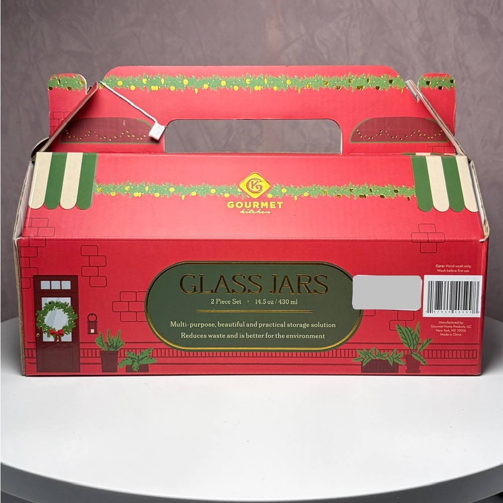Gourmet Kitchen Glass Cupcake Jars Set - Red, Green, and Gold - Picture 6 of 7